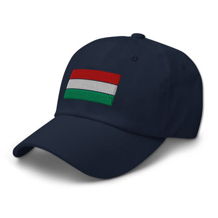 Embroidered Hungarian flag baseball cap featuring national colors for country pride.