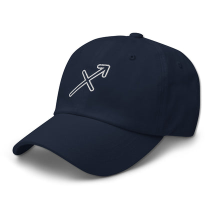 Embroidered Sagittarius zodiac outline on a casual dad cap for astrology lovers.