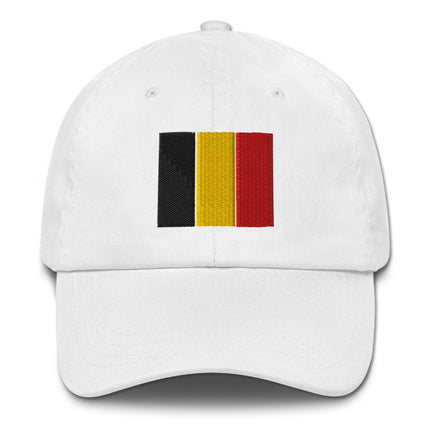Belgian flag embroidered baseball cap in black, yellow, and red colors.