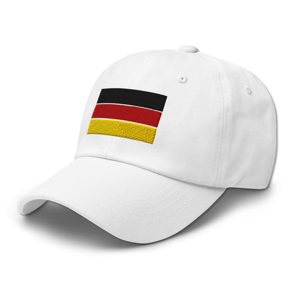 Embroidered German national flag baseball cap in black, red, and gold colors.