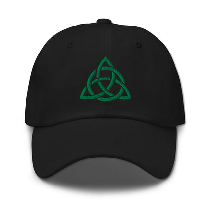 Triquetra Baseball Cap | Green Trinity Knot Celtic Symbol Embroidered Hat