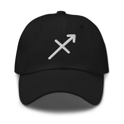 Embroidered Sagittarius zodiac sign baseball cap featuring the astrology symbol.