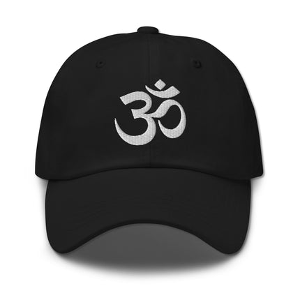 Embroidered Om symbol dad hat featuring the Hindu sacred Aum sign for mindfulness.