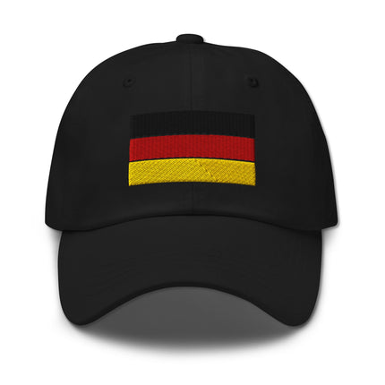 German flag baseball cap featuring embroidered black, red, and gold tricolor design.
