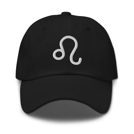 Embroidered Leo zodiac dad hat in cotton; stylish baseball cap featuring the astrological lion sign.