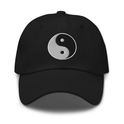 Embroidered Yin Yang symbol dad hat baseball cap with graphic design.