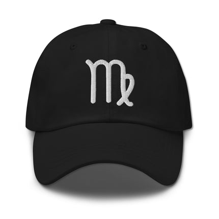 Embroidered Virgo zodiac symbol baseball cap dad hat for astrology lovers.