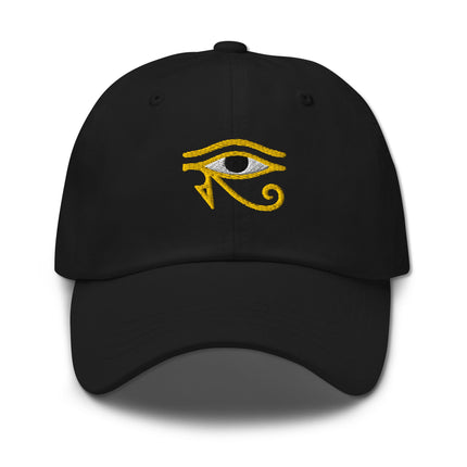 Embroidered Eye of Horus dad hat baseball cap featuring Egyptian mythology design.
