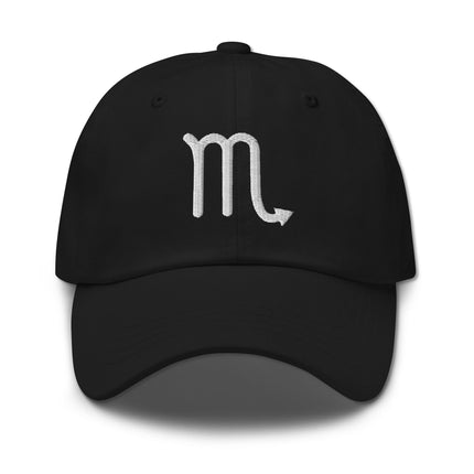 Scorpio constellation embroidery on a stylish zodiac baseball cap dad hat.