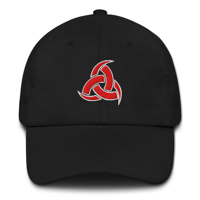 Red Norse Odin's Horns Embroidered Dad Hat | Viking Symbol Cotton Cap