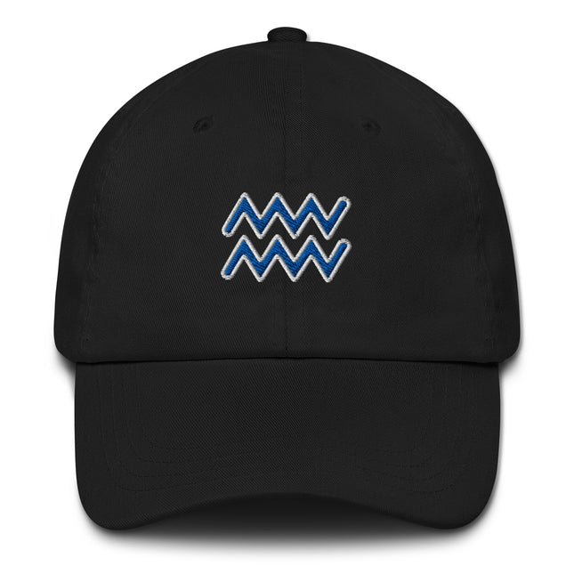 Aquarius Zodiac Sign Blue Embroidered Dad Cap | Astrology Symbol Hat
