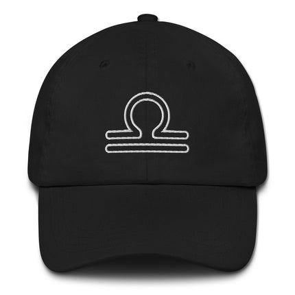 Embroidered Libra zodiac cap featuring the outline of astrology scales symbol.