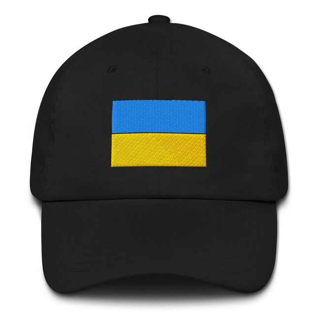 Ukrainian Flag Embroidered Black Baseball Cap | Support Ukraine Hat