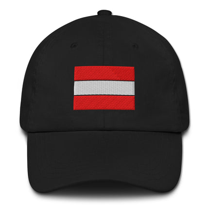 Embroidered Austria flag baseball cap featuring red, white, and red national colors.