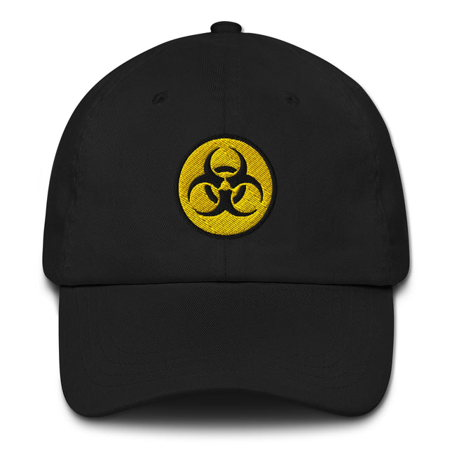 Biohazard Symbol Hat | Yellow & Black Embroidered Warning Sign Cap