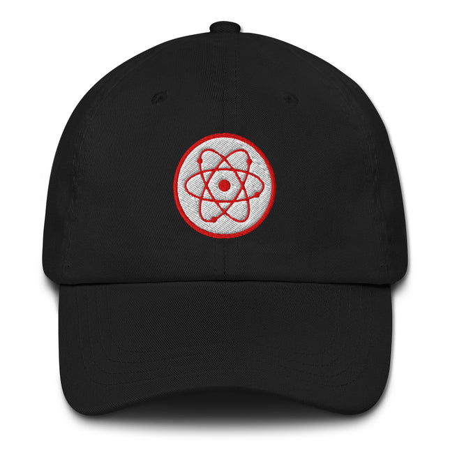 Radioactive Atom Symbol Embroidered Black Hat | Science & Physics Cap