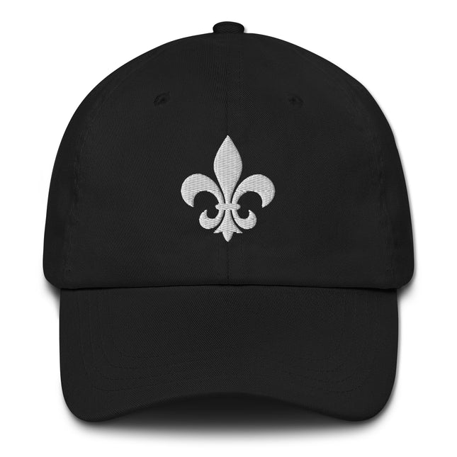 Fleur De Lis Embroidered Hat | White French Lily Symbol Baseball Cap