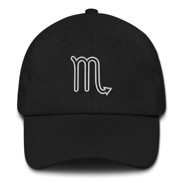 Scorpio Astrology Symbol Outline Hat | Embroidered Zodiac Sign Baseball Cap