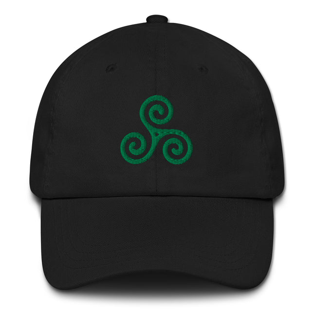 Celtic Triskelion Embroidered Hat | Green Irish Triskele Symbol Baseball Cap