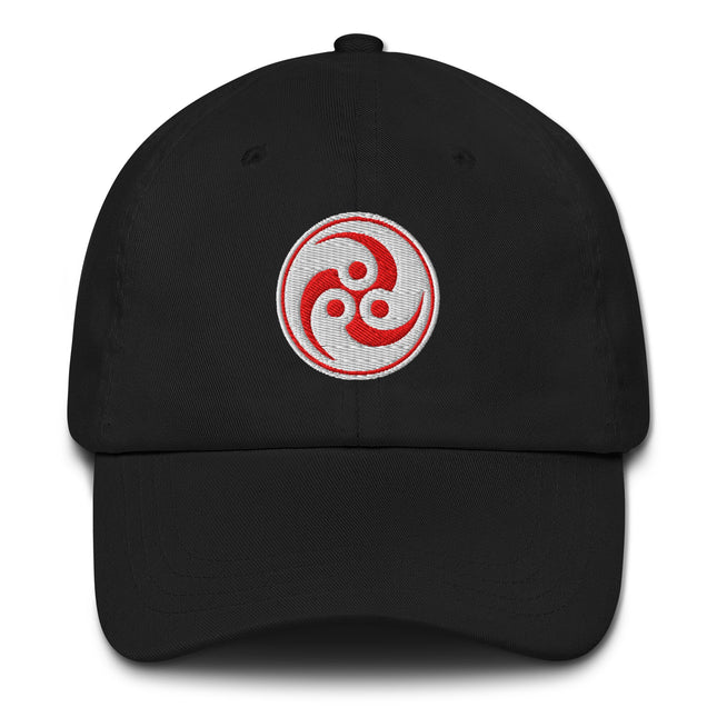 Red Tomoe Mitsudomoe Symbol Hat | Japanese Embroidered Baseball Cap