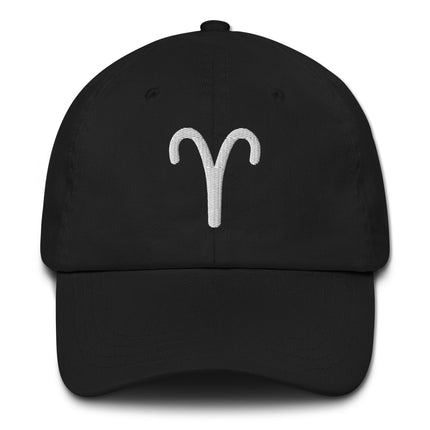 Embroidered Aries zodiac symbol dad hat baseball cap for astrology signs.
