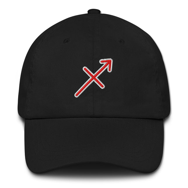 Sagittarius Zodiac Symbol Embroidered Hat | Red Arrow Horoscope Cap