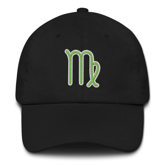 Virgo Astrology Symbol Embroidered Dad Hat | Green Zodiac Sign Baseball Cap