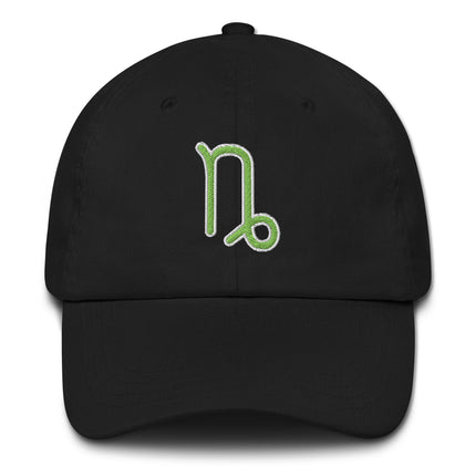 Embroidered green baseball cap featuring the Capricorn Zodiac sign for astrology lovers.