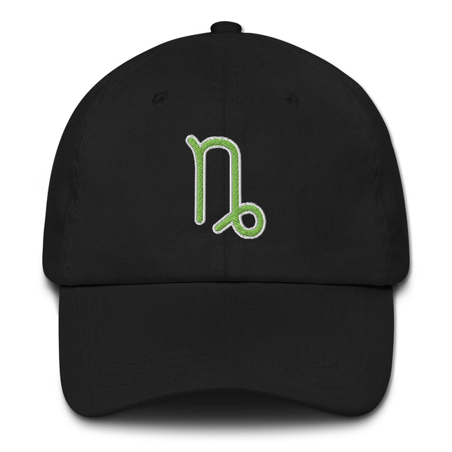 Capricorn Zodiac Symbol Embroidered Hat | Green Astrology Baseball Cap