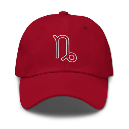 Embroidered Capricorn zodiac outline dad cap for astrology enthusiasts.