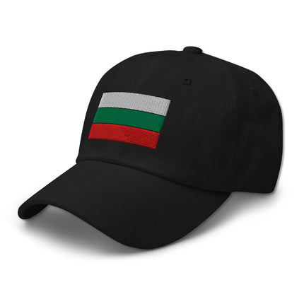 Embroidered Bulgarian national flag baseball cap with white, green, and red stripes.