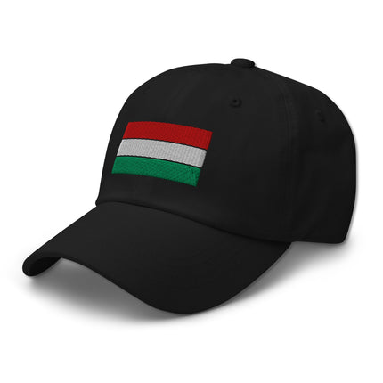 Embroidered Hungarian flag baseball cap in red, white, and green colors for country pride.