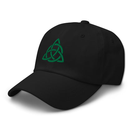 Triquetra Baseball Cap | Green Trinity Knot Celtic Symbol Embroidered Hat