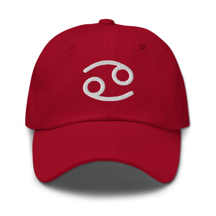 Embroidered Cancer zodiac sign baseball cap featuring astrological symbols for celestial lovers.