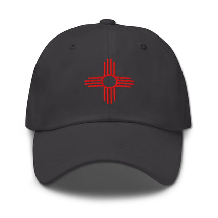 New Mexico Zia Sun embroidered dad hat in classic Southwest style baseball cap design.