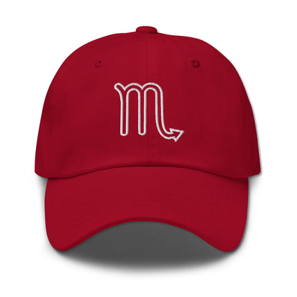 Embroidered Scorpio zodiac sign baseball cap with constellation outline.