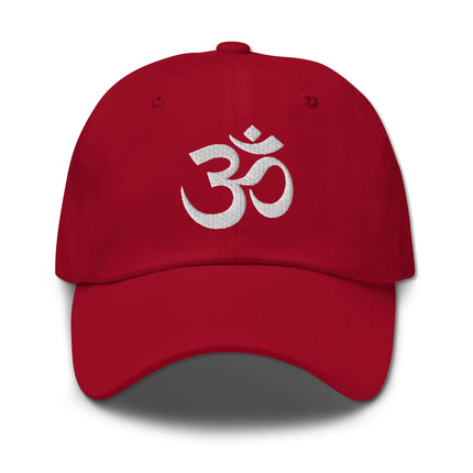 Embroidered Om symbol dad hat featuring Hindu spirituality design for mindful streetwear.