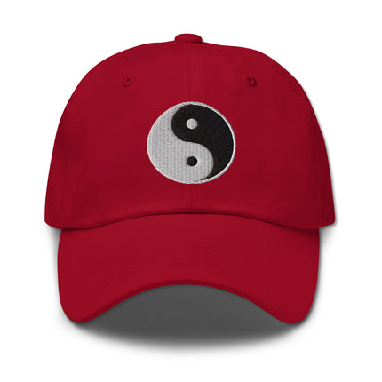 Embroidered Yin Yang symbol dad hat baseball cap graphic for men.
