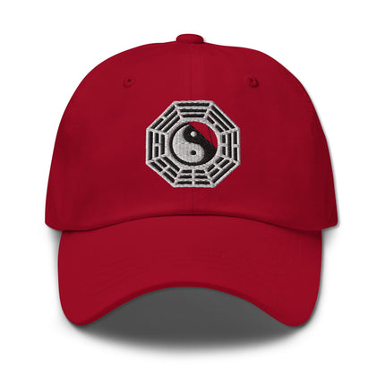 Embroidered Bagua Yin Yang baseball cap featuring eight trigrams symbolism design.