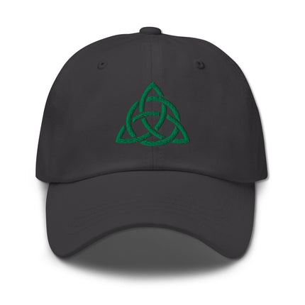 Triquetra Baseball Cap | Green Trinity Knot Celtic Symbol Embroidered Hat