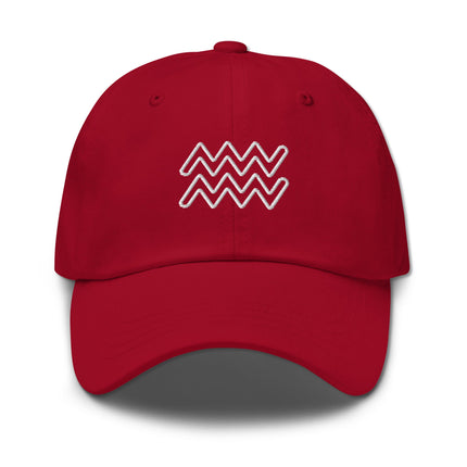 Embroidered Aquarius zodiac sign baseball cap with astrology design.