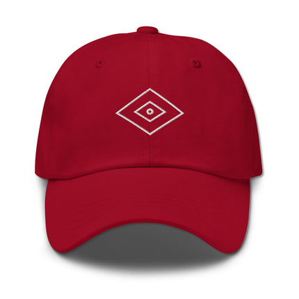 Embroidered Shaman's Eye native symbol dad hat in breathable cotton fabric.