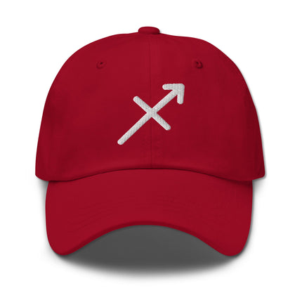 Embroidered Sagittarius zodiac sign baseball cap featuring astrology symbols.