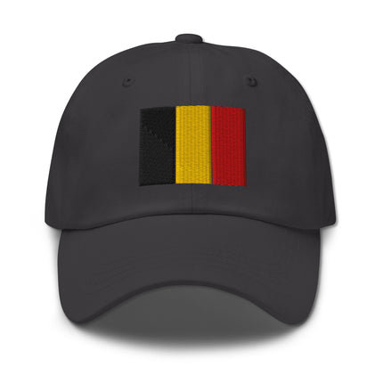 Belgian flag embroidered baseball cap in black, yellow, and red colors.