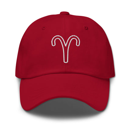 Aries embroidered baseball cap featuring the minimalist zodiac constellation symbol.