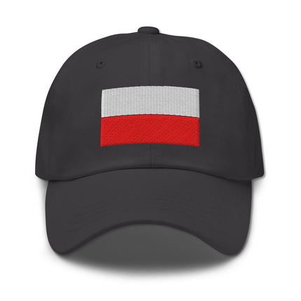 Embroidered Polish flag dad hat baseball cap for showing national pride.