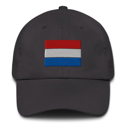 Embroidered Dutch Pride dad hat featuring the red, white, and blue Netherlands flag design.