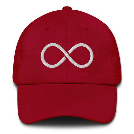 Embroidered infinity symbol baseball cap with forever love graphic design dad hat.
