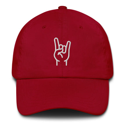 Embroidered Sign of the Horns baseball cap for rock and metal music fans.