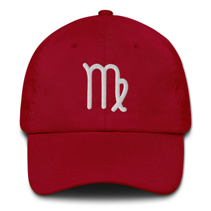 Embroidered Virgo zodiac symbol baseball cap dad hat for astrology lovers.